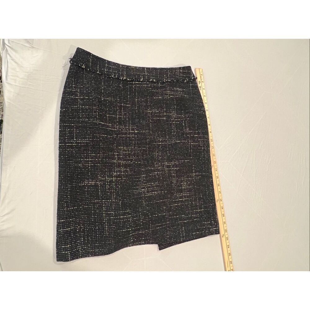 Ann Taylor Women's Marled Woven Fringe Wool Blend Pencil Skirt Black Size 4 - Picture 4 of 6